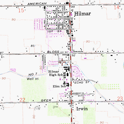 Topographic Map of Merced County Fire Department Station 95 Hilmar, CA