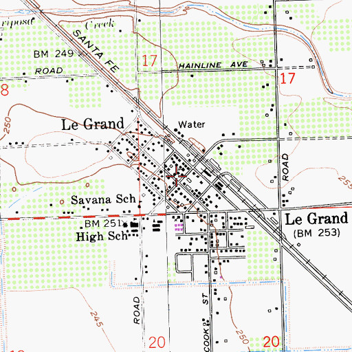 Topographic Map of Merced County Fire Department Station 84 Le Grand, CA