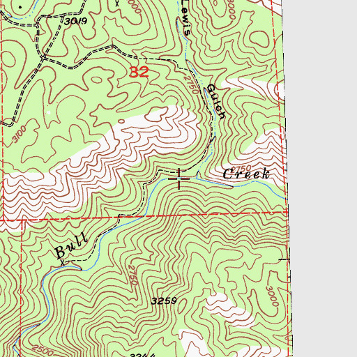 Topographic Map of Lewis Gulch, CA
