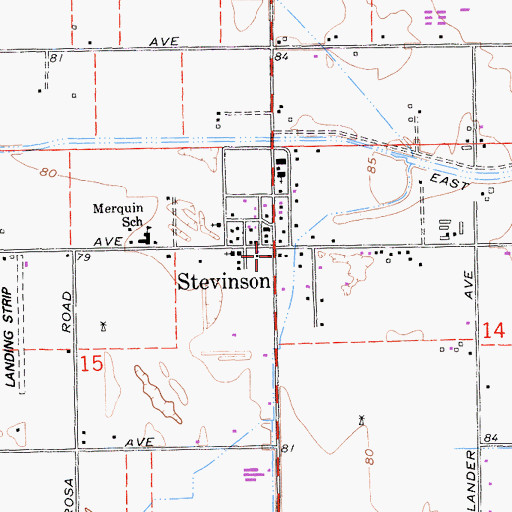 Topographic Map of Merced County Fire Department Station 97 Stevinson, CA