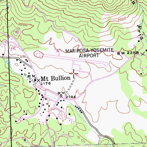 Topographic Map of Mariposa County Fire Department Company 25 Mount Bullion / Airport, CA