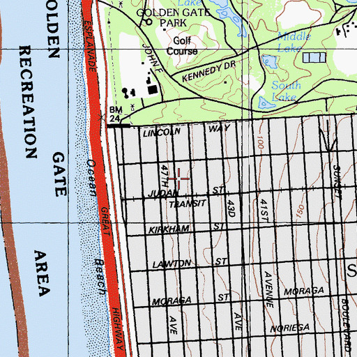 Topographic Map of San Francisco Fire Department Station 23, CA