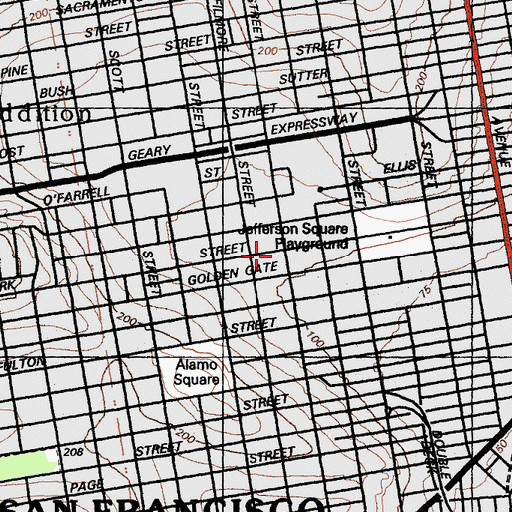 Topographic Map of San Francisco Fire Department Station 5, CA