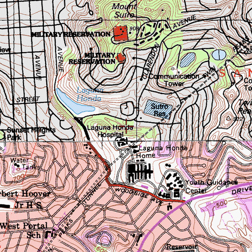 Topographic Map of San Francisco Fire Department Station 20, CA