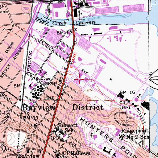 Topographic Map of San Francisco Fire Department Station 70, CA