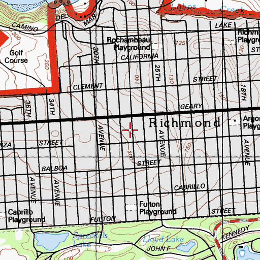 Topographic Map of San Francisco Fire Department Station 14, CA