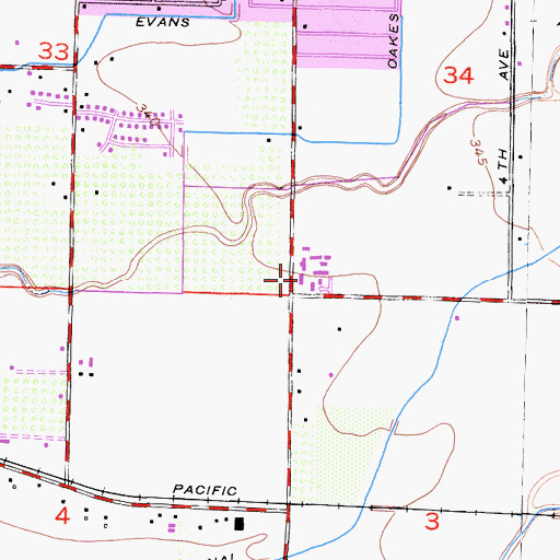 Topographic Map of Visalia Fire Department Station 56, CA