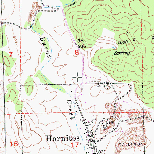 Topographic Map of Department of Forestry and Fire Protection Hornitos Fire Station, CA