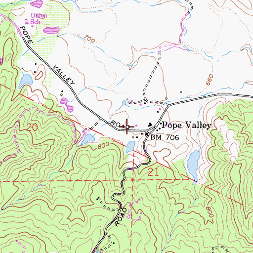 Topographic Map of Napa County Fire Department Station 20 Pope Valley, CA