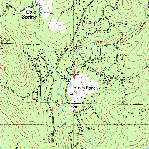Topographic Map of Mariposa County Fire Department Company 32 Ponderosa Basin, CA