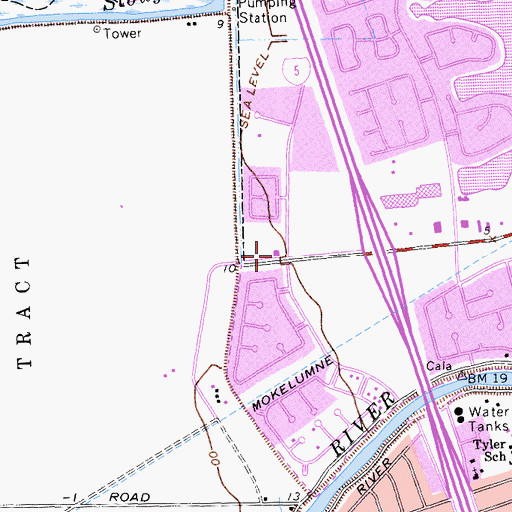 Topographic Map of Stockton Fire Department Station 10, CA