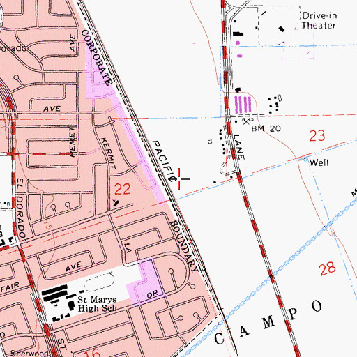 Topographic Map of Stockton Fire Department Station 11, CA