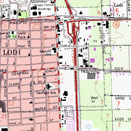Topographic Map of Lodi Fire Department Station 2, CA