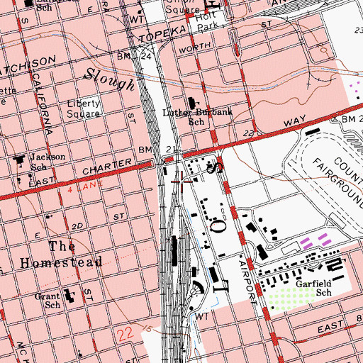 Topographic Map of Stockton Fire Department Station 3, CA