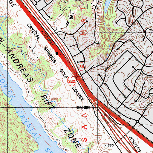 Topographic Map of Central County Fire Department Station 33, CA