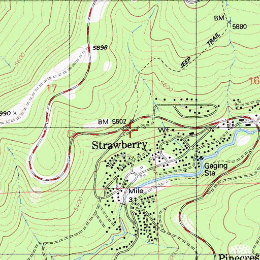 Topographic Map of Strawberry Fire Protection District, CA