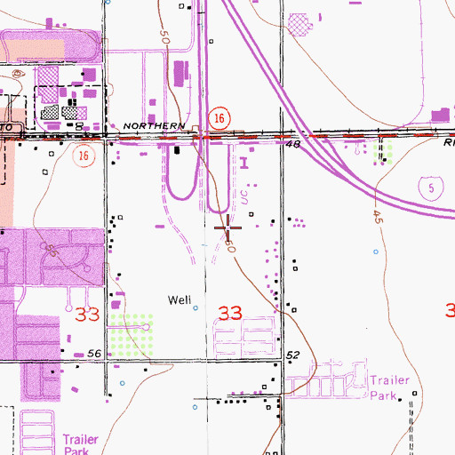 Topographic Map of Woodland Fire Department Station 3, CA