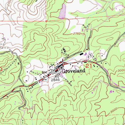 Topographic Map of Groveland CSD Fire Department, CA