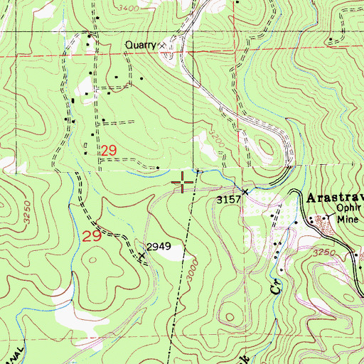 Topographic Map of Tuolumne County Fire Department Station 53 Mono Village, CA