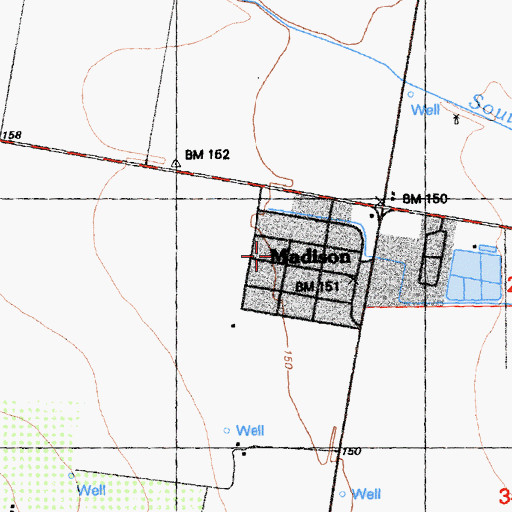 Topographic Map of Madison Fire Protection District, CA