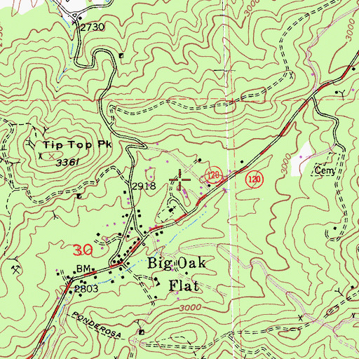 Topographic Map of Groveland Community Services District Fire Department Station 2, CA