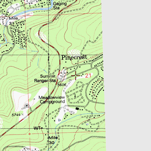 Topographic Map of Tuolumne County Fire Department Station 55 Pinecrest, CA