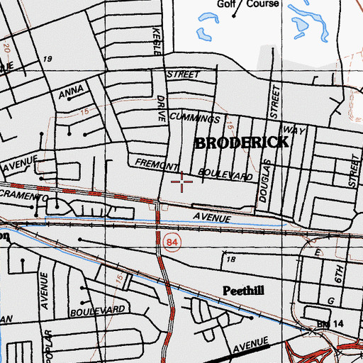 Topographic Map of West Sacramento Fire Department Station 44, CA