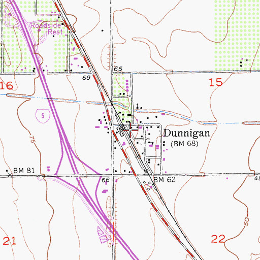 Topographic Map of Dunnigan Rural Fire Protection District, CA