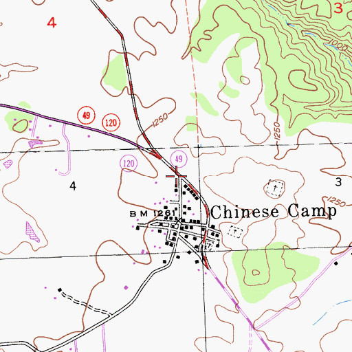 Topographic Map of Tuolumne County Fire Department Station 61 Chinese Camp, CA