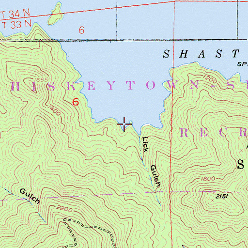 Topographic Map of Lick Gulch, CA