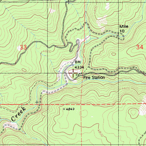 Topographic Map of Department of Forestry and Fire Protection Skull Creek, CA