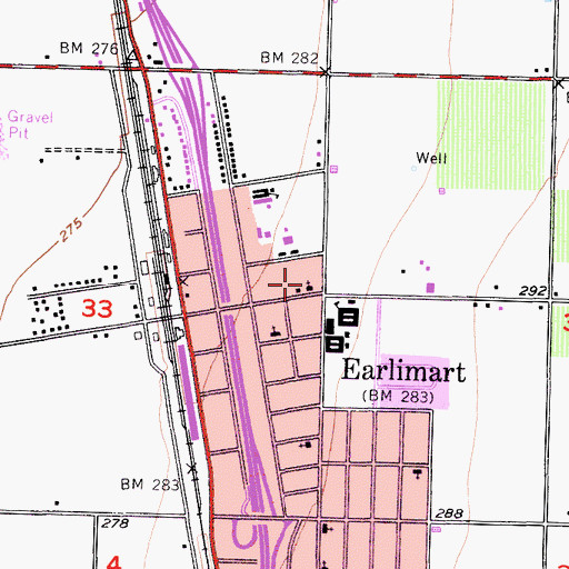 Topographic Map of Tulare County Fire Department Battalion 2 Earlimart Fire Station 28, CA
