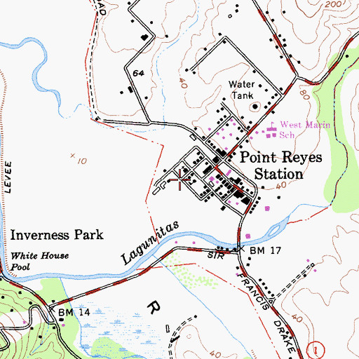 Topographic Map of Marin County Fire Department Point Reyes Station, CA