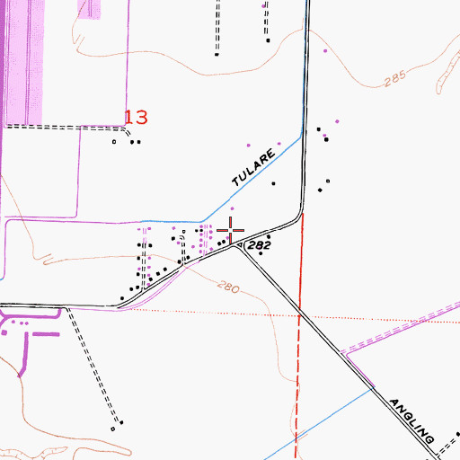 Topographic Map of Tulare County Fire Department Battalion 1 Tulare Fire Station 25, CA
