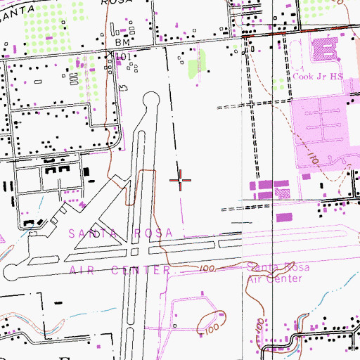 Topographic Map of Santa Rosa Fire Department Station 10, CA