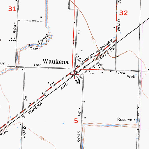 Topographic Map of Tulare County Fire Department Battalion 1 Waukena Fire Station 24, CA