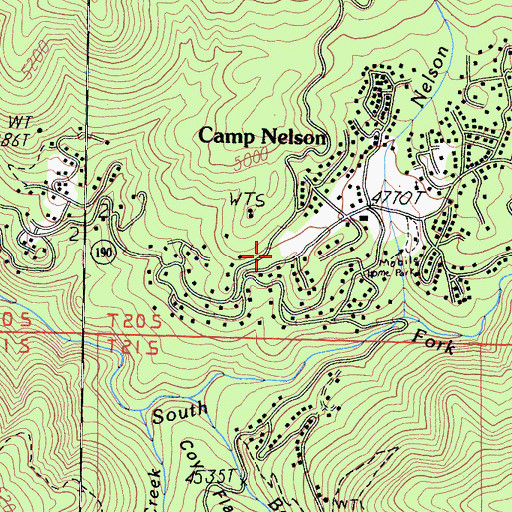 Topographic Map of Tulare County Fire Department Battalion 2 Camp Nelson Fire Station 23, CA