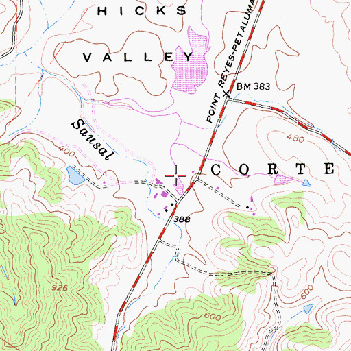 Topographic Map of Marin County Fire Department Hicks Valley, CA