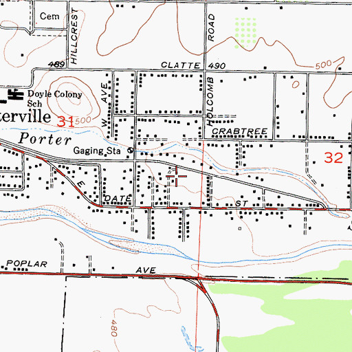 Topographic Map of Tulare County Fire Department Battalion 2 Doyle Colony Fire Station 20, CA
