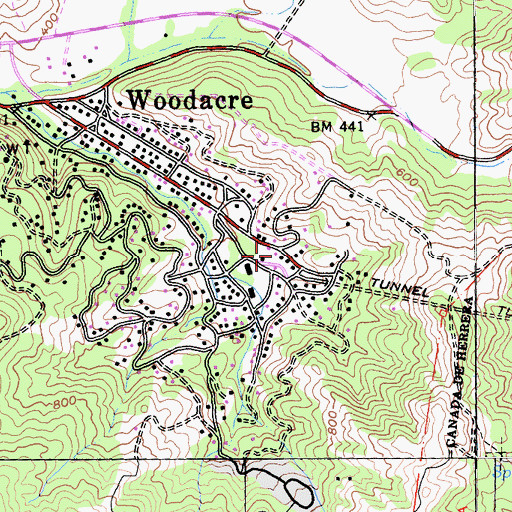 Topographic Map of Marin County Fire Department Woodacre Station, CA