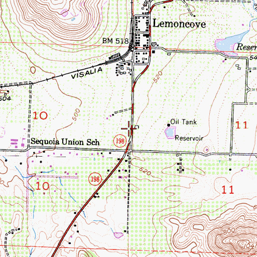 Topographic Map of Tulare County Fire Department Battalion 1 Lemon Cove Fire Station 13, CA