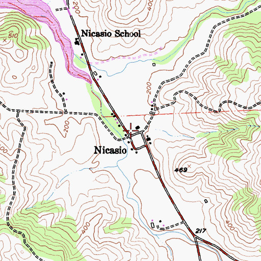 Topographic Map of Nicasio Volunteer Fire Protection District, CA