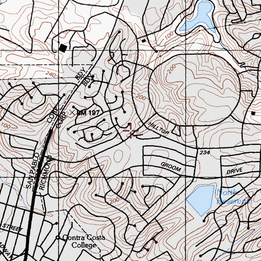 Topographic Map of Richmond Fire Department Station 68, CA