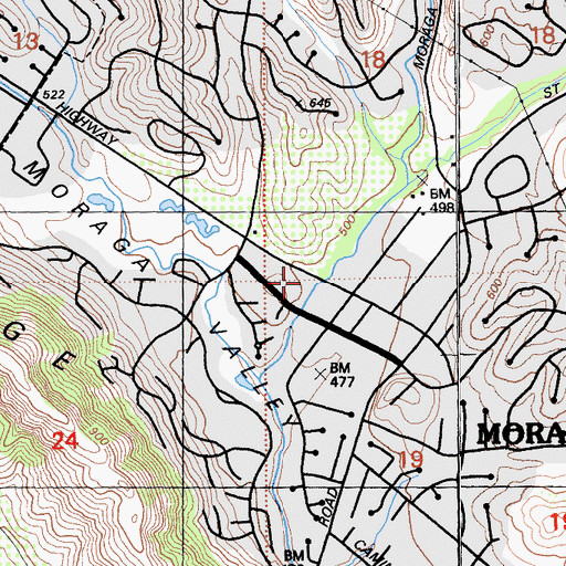 Topographic Map of Moraga - Orinda Fire District Station 41, CA
