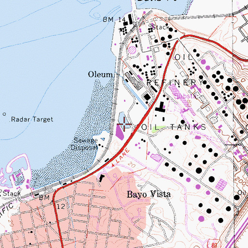 Topographic Map of Conoco Phillips Fire Department, CA