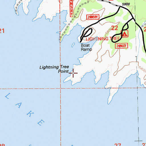 Topographic Map of Lightning Tree Point, CA