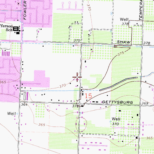 Topographic Map of Clovis Fire Department Station 44, CA