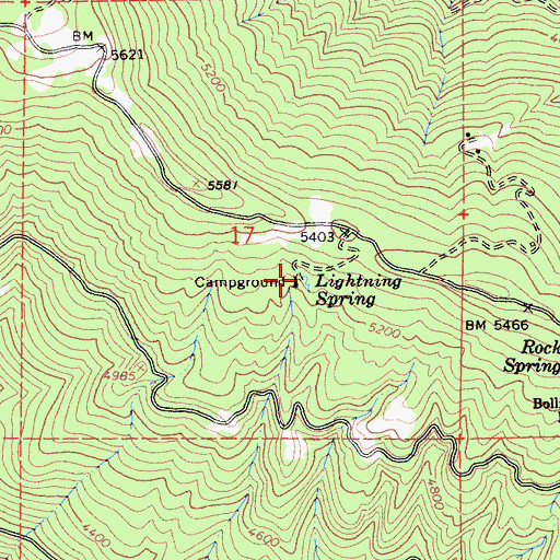 Topographic Map of Lightning Spring, CA