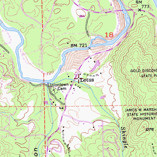 Topographic Map of El Dorado County Fire Protection District Station 74 Coloma / Lotus, CA