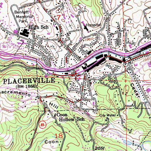 Topographic Map of El Dorado County Fire Protection District Station 25 Placerville, CA